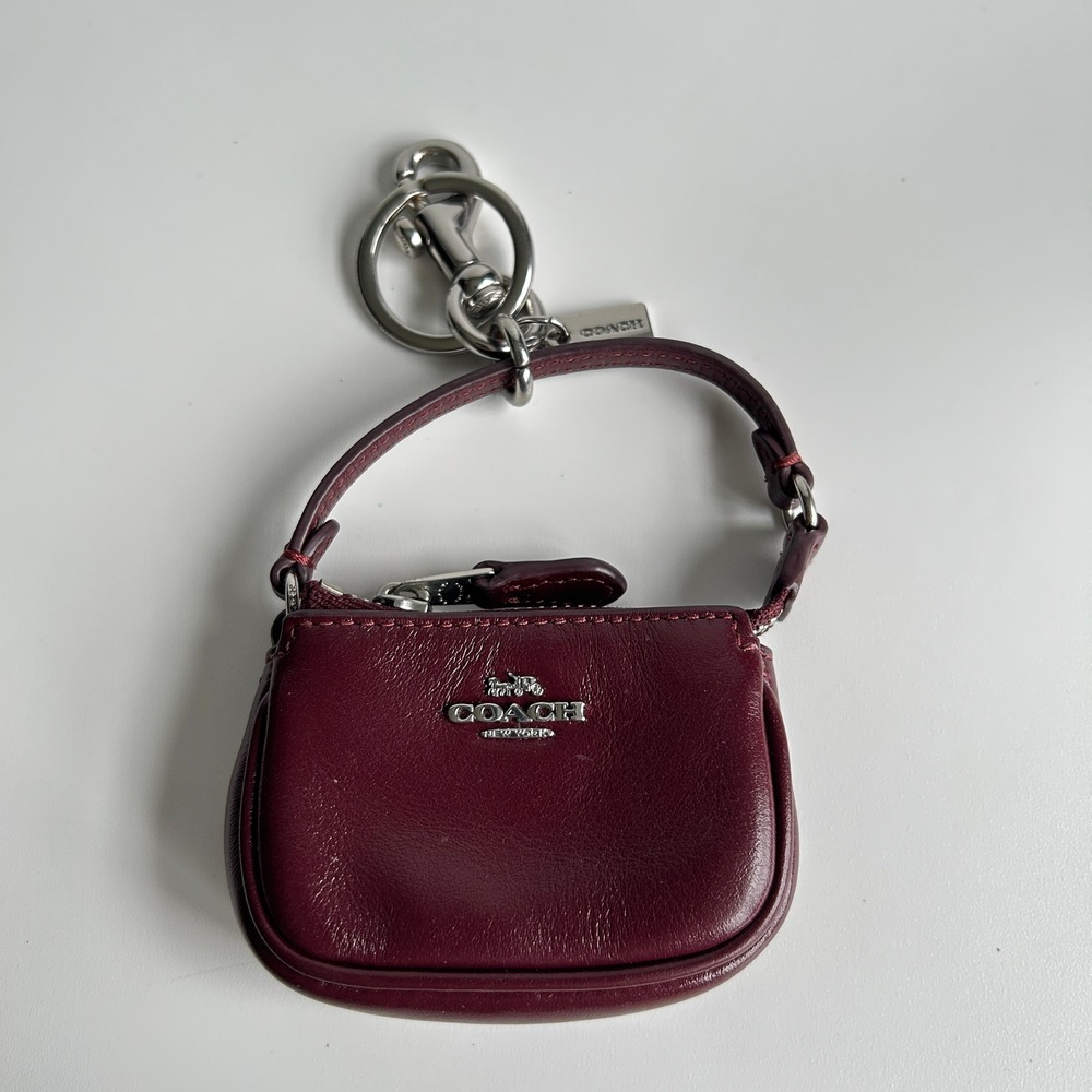 Coach Mini Nolita Bag Charm Burgundy Leather Keychain CCK95